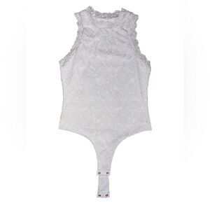 ReoRia Lace High Neck Bodysuit in White